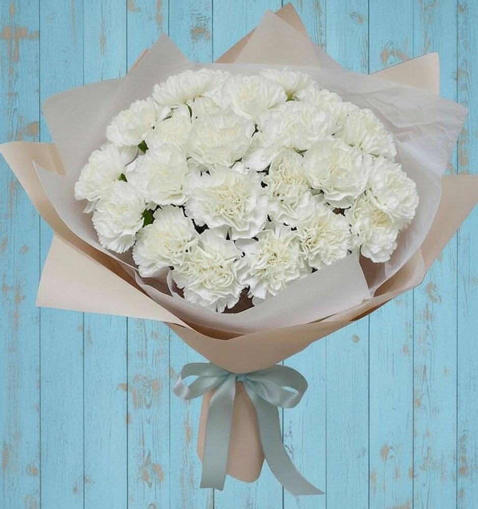 Букет цветов из: Гвоздики в Зеленый Городок