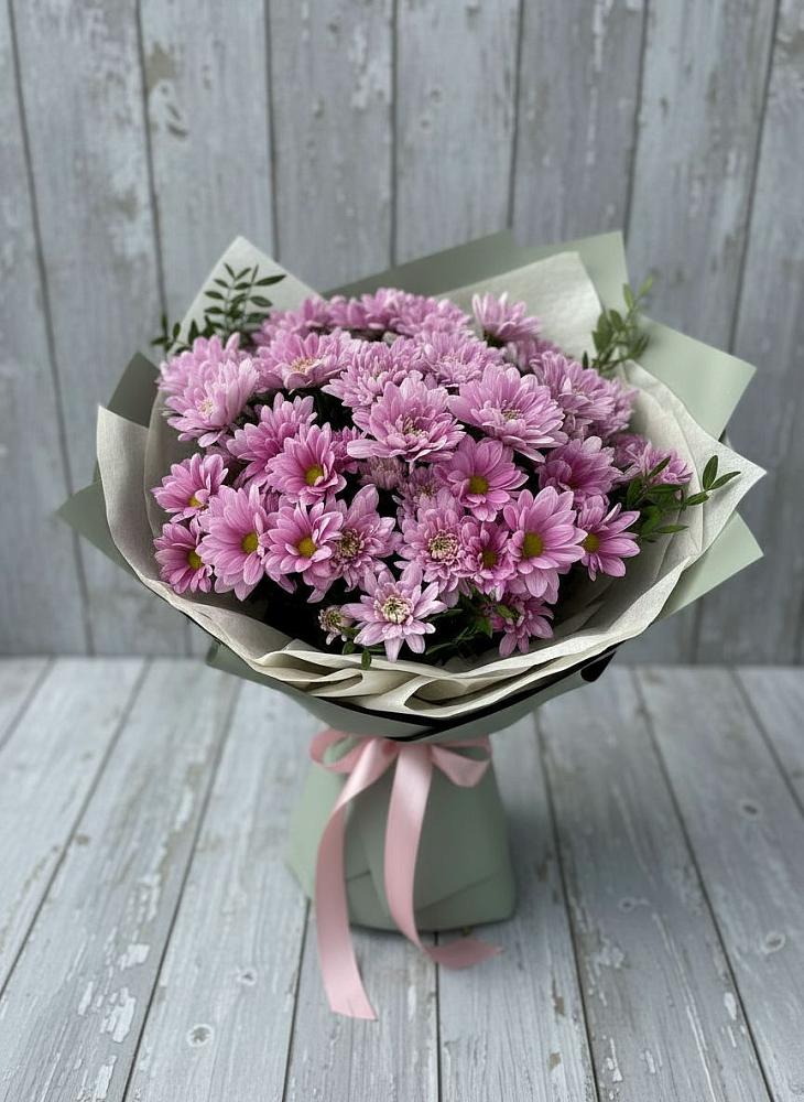 Букет цветов из: Хризантемы в Зеленый Городок