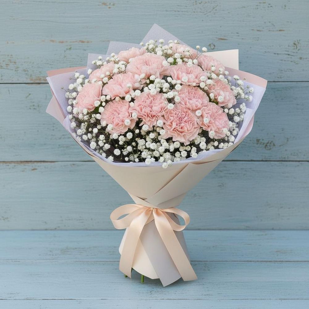 Букет цветов из: Гвоздики в Зеленый Городок