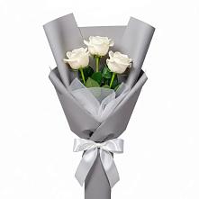 Букет 3 белые розы в Зеленый Городок