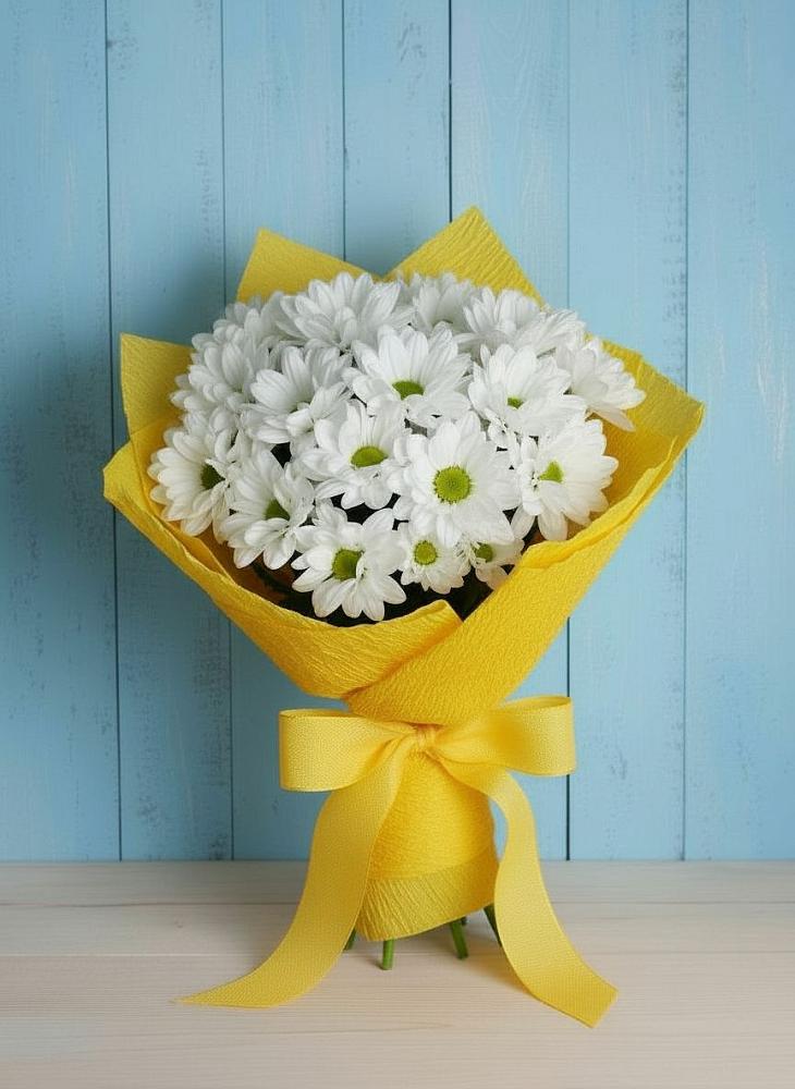 Букет цветов из: Хризантемы в Зеленый Городок