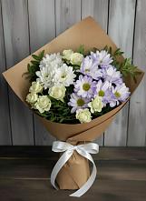 Букет цветов из:  Хризантемы и Розы в Зеленый Городок