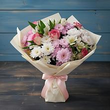 Букет цветов из:  Хризантемы, Альстромерии и Розы в Зеленый Городок
