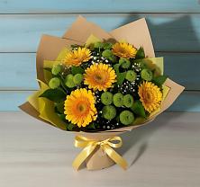 Букет цветов из:  Герберы и Хризантемы в Зеленый Городок