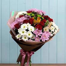 Букет цветов из:  Розы, Хризантемы и Альстромерии в Зеленый Городок