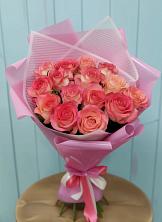 Букет 15 Розовых роз Равель в Зеленый Городок