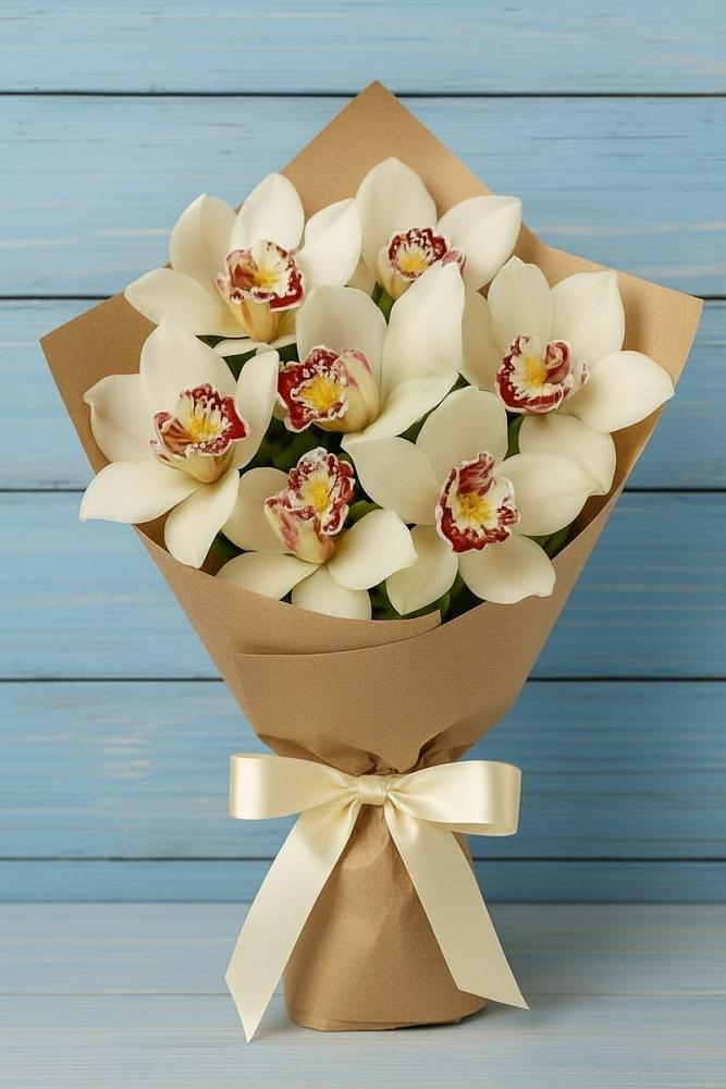 Букет цветов из: Орхидеи и Розы в Зеленый Городок